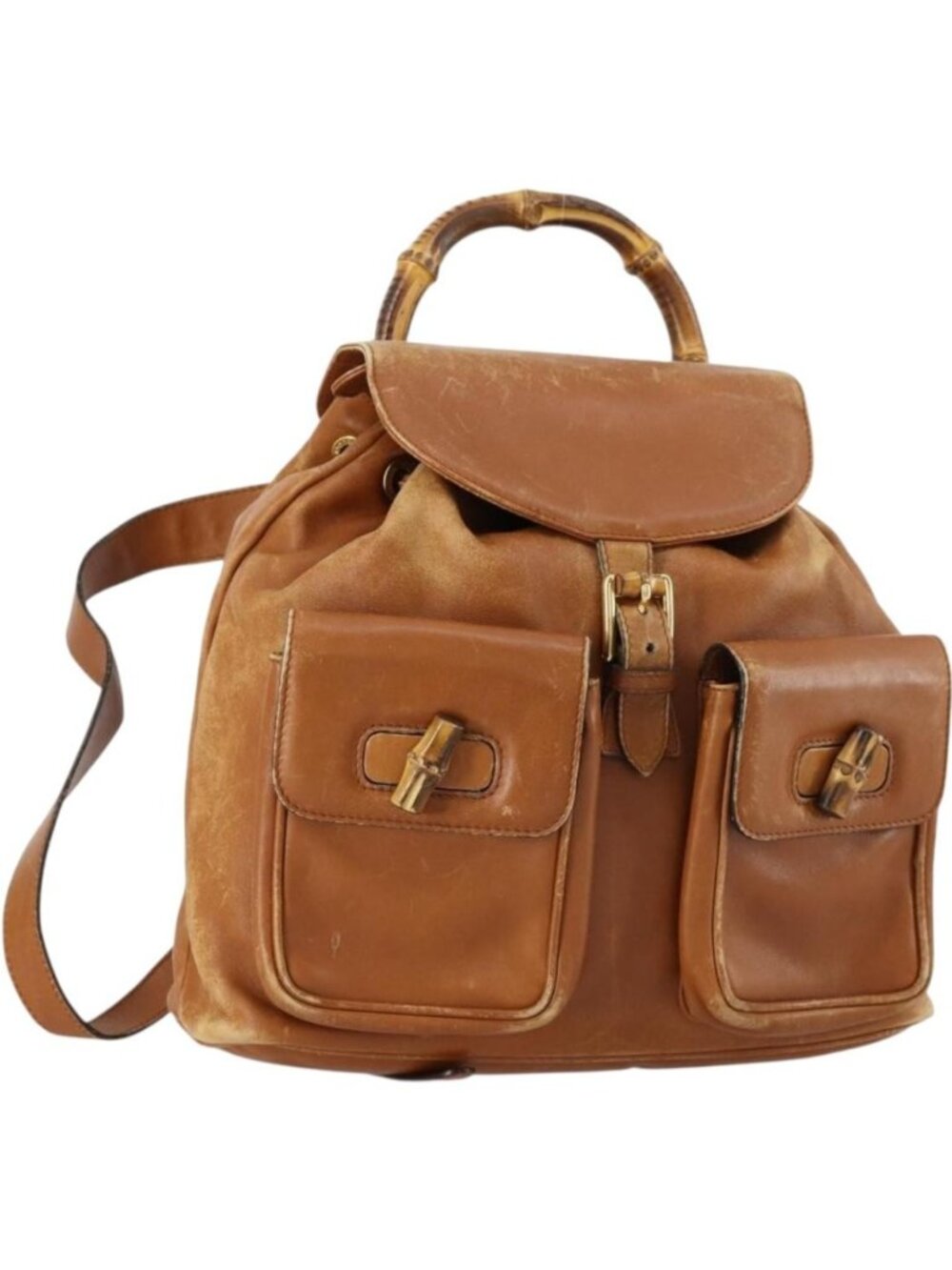 GUCCI Bamboo Backpack Leather Brown Gold 003 1998 0016